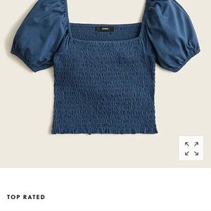 J Crew smocked broken-in jersey cropped top in deep midnight